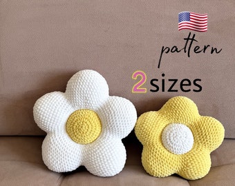 Flower crochet patterns / Set of 2 crochet pillow patterns / Crochet flower pillow / Crochet plush / Spring home decor / Handmade flowers