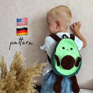 Modèle de sac à dos au crochet, sac à dos avocat pour enfants, modèle amigurumi, cadeau DIY de rentrée, sac à dos bébé, modèle de sac au crochet, fait main