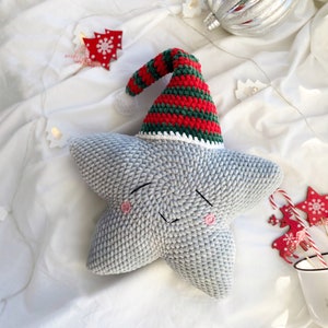 Mönster för virkad stjärnkudde: amigurumi-plyschleksak (PDF-nedladdning). Gör-det-själv-prydnadskudde till barnrummet