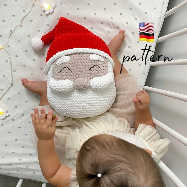 Oreiller de Noël Patron au crochet du Père Noël / Patron en peluche / Patron Amigurumi / Père Noël Amigurumi / Patron au crochet de Noël / Peluche DIY