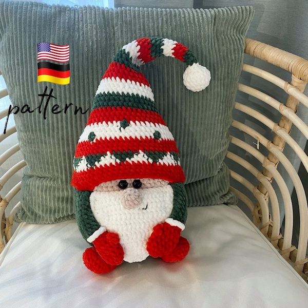 Crochet plush Christmas Gnome pattern / Crochet Gnome pattern / plush pattern / amigurumi pattern / handmade crochet plush toys / Plushie