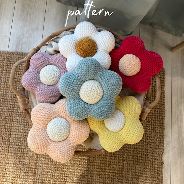 Crochet flowers Amigurumi pattern/ Crochet bag pattern/ Crochet flower pillow for home decor/ Crochet accessories/ Kids crochet bag/ Plush