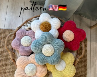 Crochet Flower Pillow Pattern: Amigurumi Plush Toy DIY (PDF Pattern)