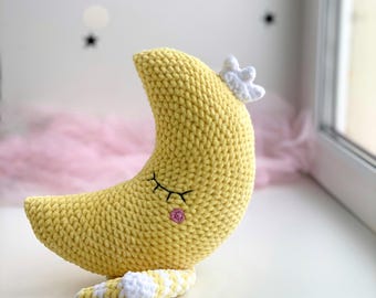 Crochet Moon Pillow Pattern: DIY Amigurumi Plush, Nursery Decor (PDF Pattern)