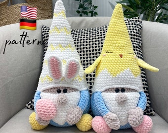 Gnome crochet patterns/ Easter Gnomes / Plush pattern / Crochet Gnome / Bunny Gnome / Chicken Gnome / Home decor /Plushie pattern/DIY Easter