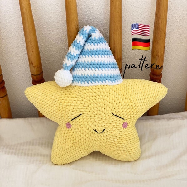 Star Pillow Plush Pattern/ Amigurumi pattern/ Plush Pillow Crochet Pattern/ Beginner Crochet Patterns/ Crochet Star Pattern/ Cute plush/DIY