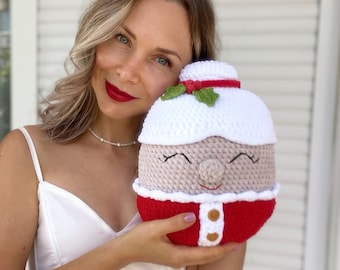 Mrs. Santa Crochet Pillow Pattern: Christmas Amigurumi (PDF)