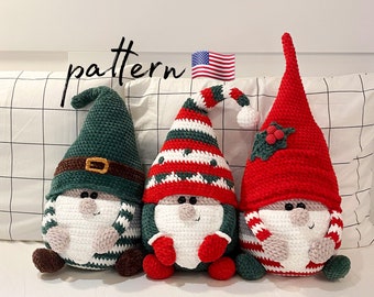 Gnome Crochet patterns, set of 3 amigurumi patterns, home decor, easy crochet pattern, plush pattern, crochet decorative pillows,DIY pillows