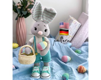 Easter Bunny pattern. Crochet Bunny pattern. PDF pattern. Amigurumi pattern. Amigurumi rabbit toys pattern. Stuffed doll bunny. Rabbit toy