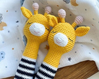 Baby rattle Giraffe CROCHET PATTERN / Baby toys 6 months / Amigurumi baby pattern / Newborn gift / Montessori baby / DIY / Unique baby gift
