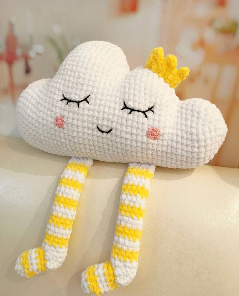 Cloud pillow crochet plush Pattern/ Crochet pillow Amigurumi pattern/ Plushie pattern/ Crochet patterns / Crochet cloud /kids room pillows image 8