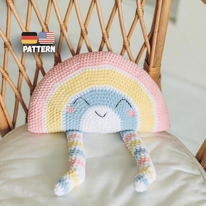 PDF Rainbow Pillow Crochet Pattern. Amigurumi Rainbow Cushion. Beginner-Friendly DIY Nursery Decor. Handmade crochet plush toys.DIY Plushies