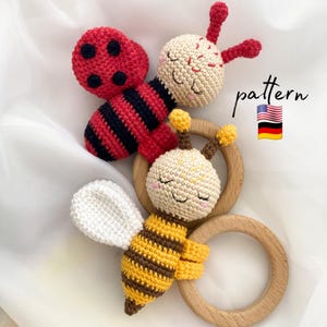Baby toys Amigurumi pattern. Gift newborn. Crochet teether Bee and Ladybug. Baby rattle. Baby toys. New baby gift. Montessori toys 6 month