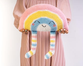 Crochet Rainbow Pillow Pattern, Beginner Amigurumi Cushion (PDF Download)