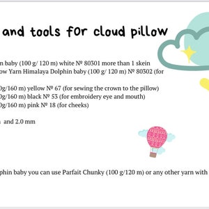 Cloud pillow crochet plush Pattern/ Crochet pillow Amigurumi pattern/ Plushie pattern/ Crochet patterns / Crochet cloud /kids room pillows image 2