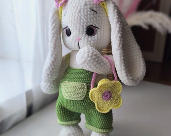 Crochet Bunny Pattern Low Sew: Amigurumi Doll with Clothes (PDF Download)