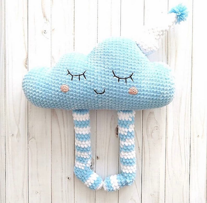 Cloud pillow crochet plush Pattern/ Crochet pillow Amigurumi pattern/ Plushie pattern/ Crochet patterns / Crochet cloud /kids room pillows image 6