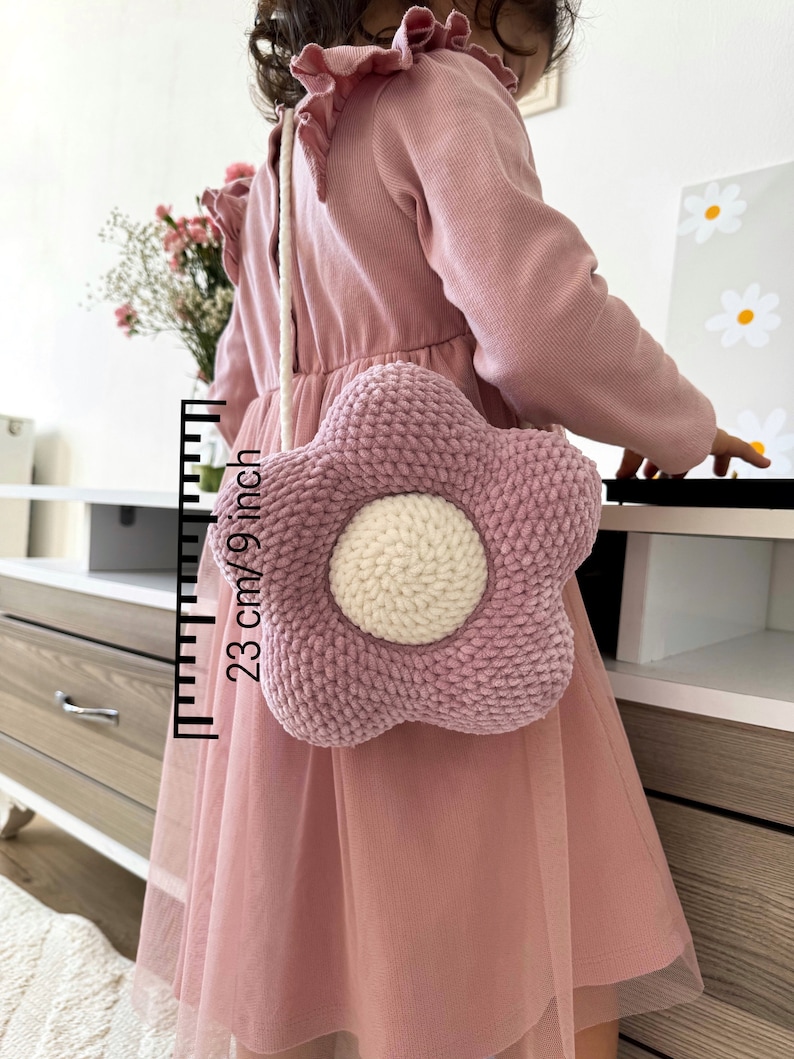 Crochet flowers Amigurumi pattern/ Crochet bag pattern/ Crochet flower pillow for home decor/ Crochet accessories/ Kids crochet bag/ Plush image 6