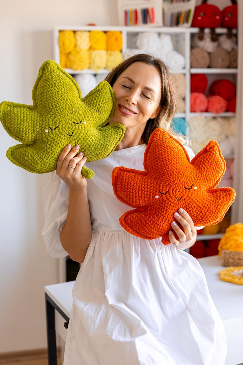 Crochet Maple Leaf Pillow Pattern: Fall Decor PDF Tutorial (Beginner Friendly) image 5