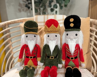 Notenkraker-haakpatronen set van 3: amigurumi-kerstversieringen (pdf-patroon)