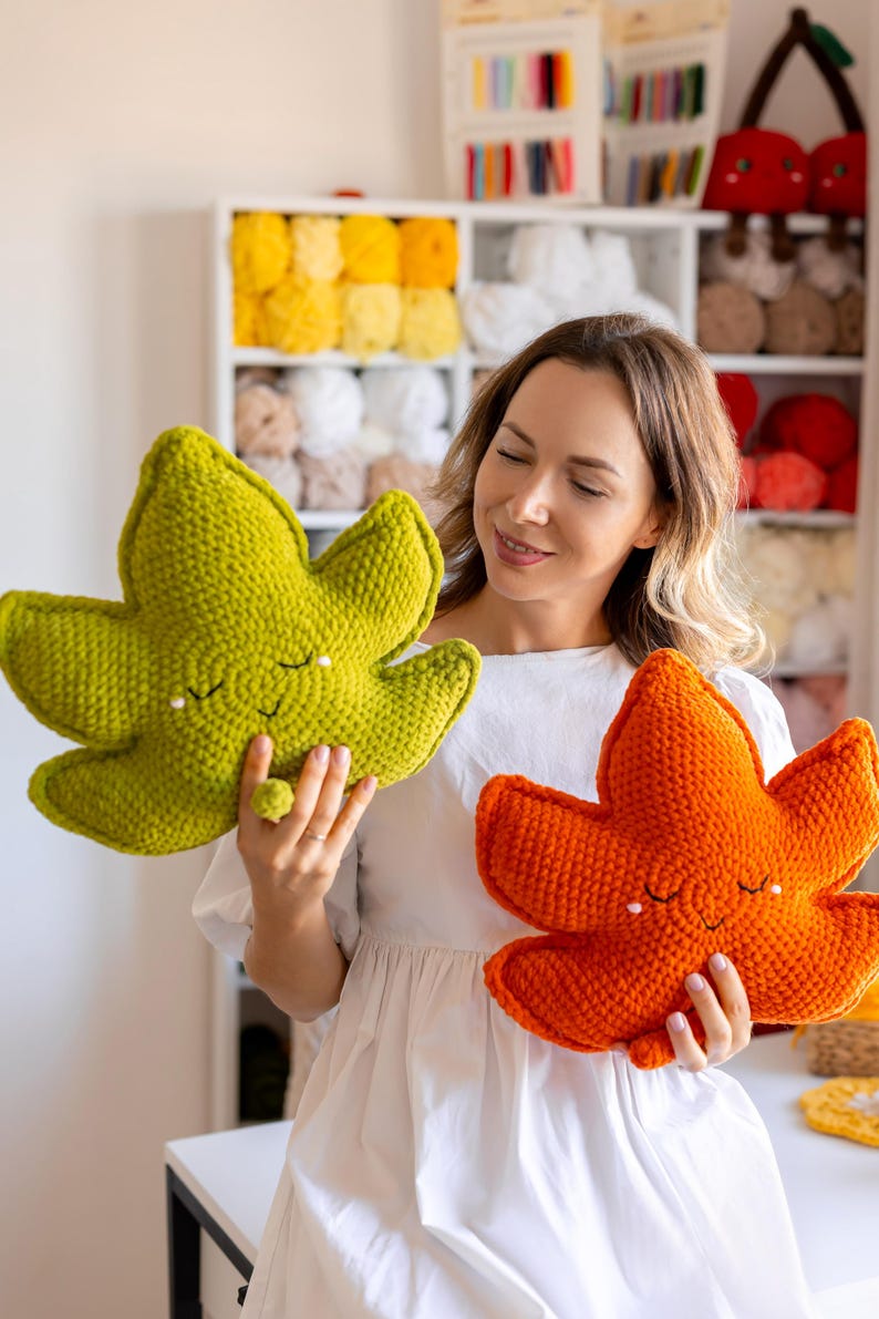 Crochet Maple Leaf Pillow Pattern: Fall Decor PDF Tutorial (Beginner Friendly) image 6
