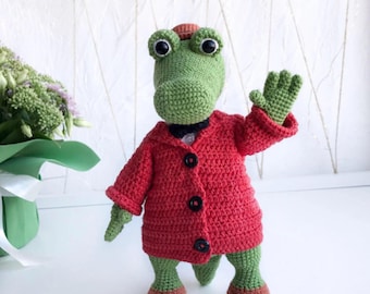 Patrón de cocodrilo a crochet: Amigurumi con chaqueta extraíble (patrón en PDF)