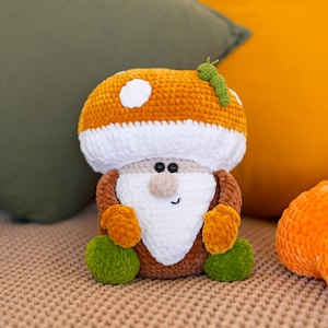 Mushroom Gnome Crochet Pattern PDF: Amigurumi Plush Fall Decor (Digital Download)