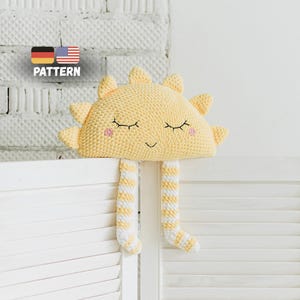 Crochet Sun pillow Amigurumi pattern. Crochet plushie pattern. Decorative pillow for nursery. Amigurumi Sun pillow. DIY cozy pillow for home