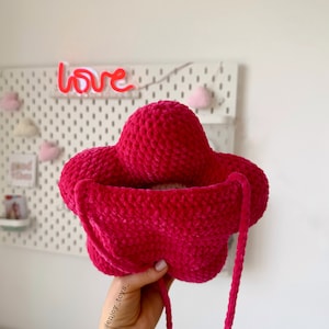 Crochet flowers Amigurumi pattern/ Crochet bag pattern/ Crochet flower pillow for home decor/ Crochet accessories/ Kids crochet bag/ Plush image 5