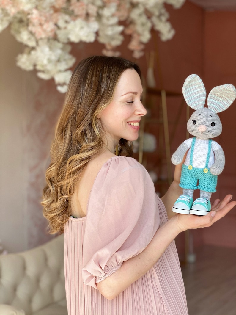 Crochet Bunny pattern. Amigurumi Bunny pattern. PDF pattern. Amigurumi rabbit toys pattern. Stuffed doll bunny. Crochet doll pattern. DIY image 4