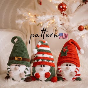Gnome crochet patterns, set of 3 amigurumi patterns, crochet plushies, easy crochet pattern, crochet plush pattern, decorative pillows, DIY