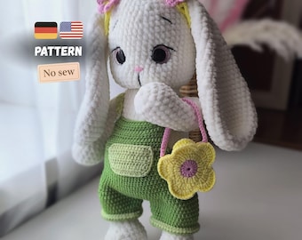 Crochet Bunny Pattern: Amigurumi Doll with Clothes (PDF Download). Adorable DIY plush Bunny. Handmade crochet gifts. Crochet animal pattern