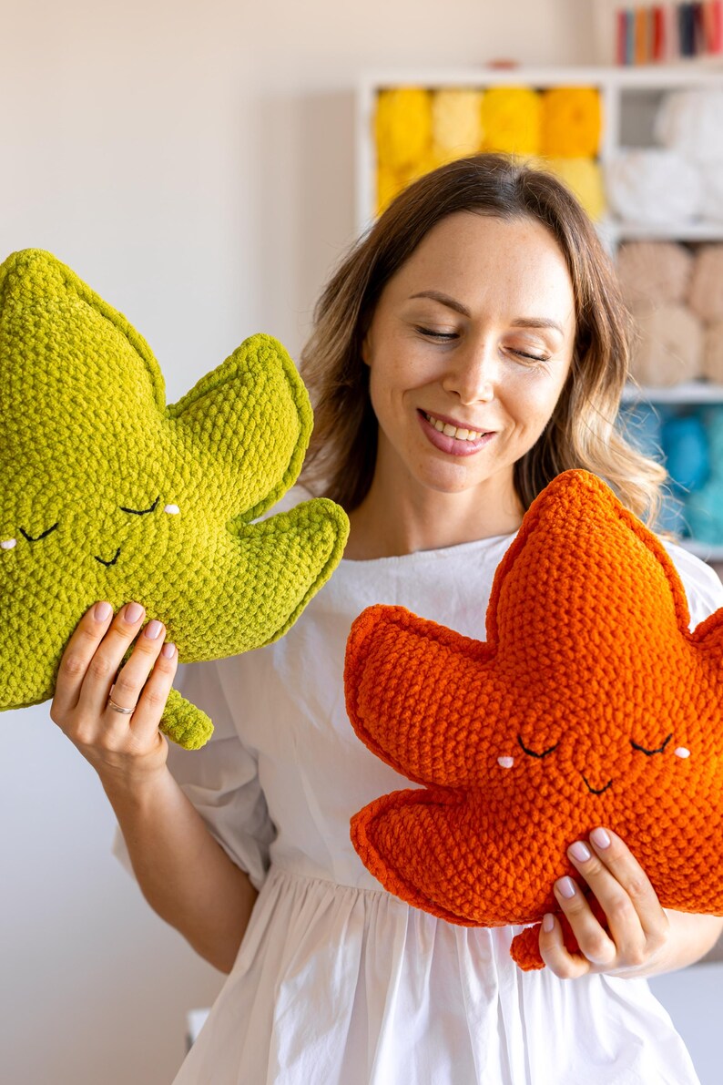 Crochet Maple Leaf Pillow Pattern: Fall Decor PDF Tutorial (Beginner Friendly) image 12