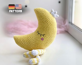 Crescent Moon Crochet Pillow Pattern DIY Plush Moon Nursery