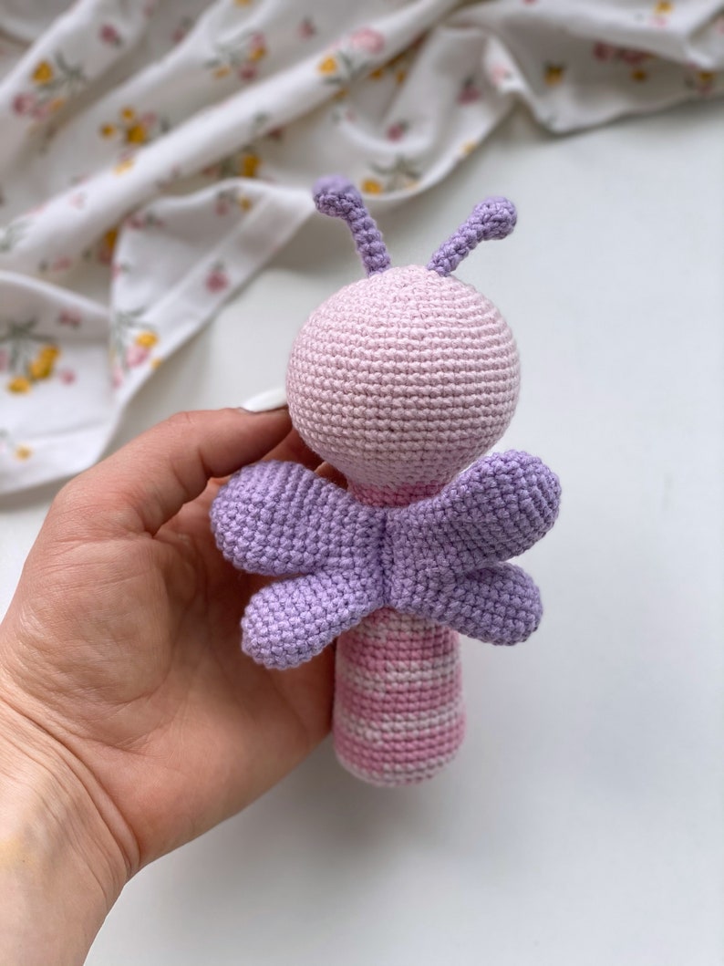 Baby rattle Butterfly crochet pattern, Butterfly rattle toy, Crochet baby rattle, Newborn crochet gift idea, Newborn gift, Baby shower gifts image 7