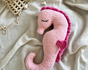 Crochet Seahorse Amigurumi Pattern. Amigurumi Sea Creature Pattern. Easy Crochet Tutorial. Handmade Ocean Animal DIY. Crochet pillow pattern