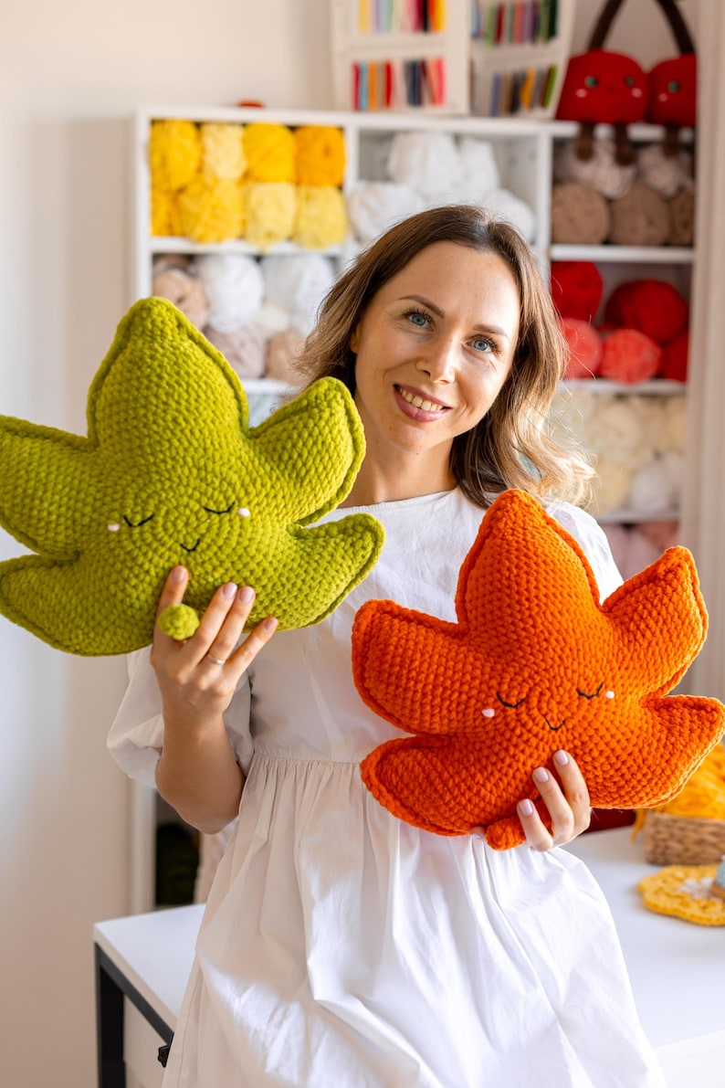 Crochet Maple Leaf Pillow Pattern: Fall Decor PDF Tutorial (Beginner Friendly) image 15