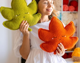 Crochet Maple Leaf Pillow Pattern: Fall Decor PDF Tutorial (Beginner Friendly)