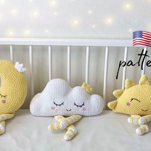 Crochet Plush pillow set of 3 Crochet Patterns, amigurumi pattern, baby shower gift, Easy crochet pattern, nursery decoration, plush toy,DIY