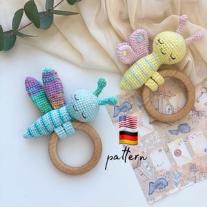 Baby toys: teether Butterfly and Dragonfly AMIGURUMI PATTERNS / Baby toys 6 months / Baby shower DIY gift idea / Newborn crochet patterns