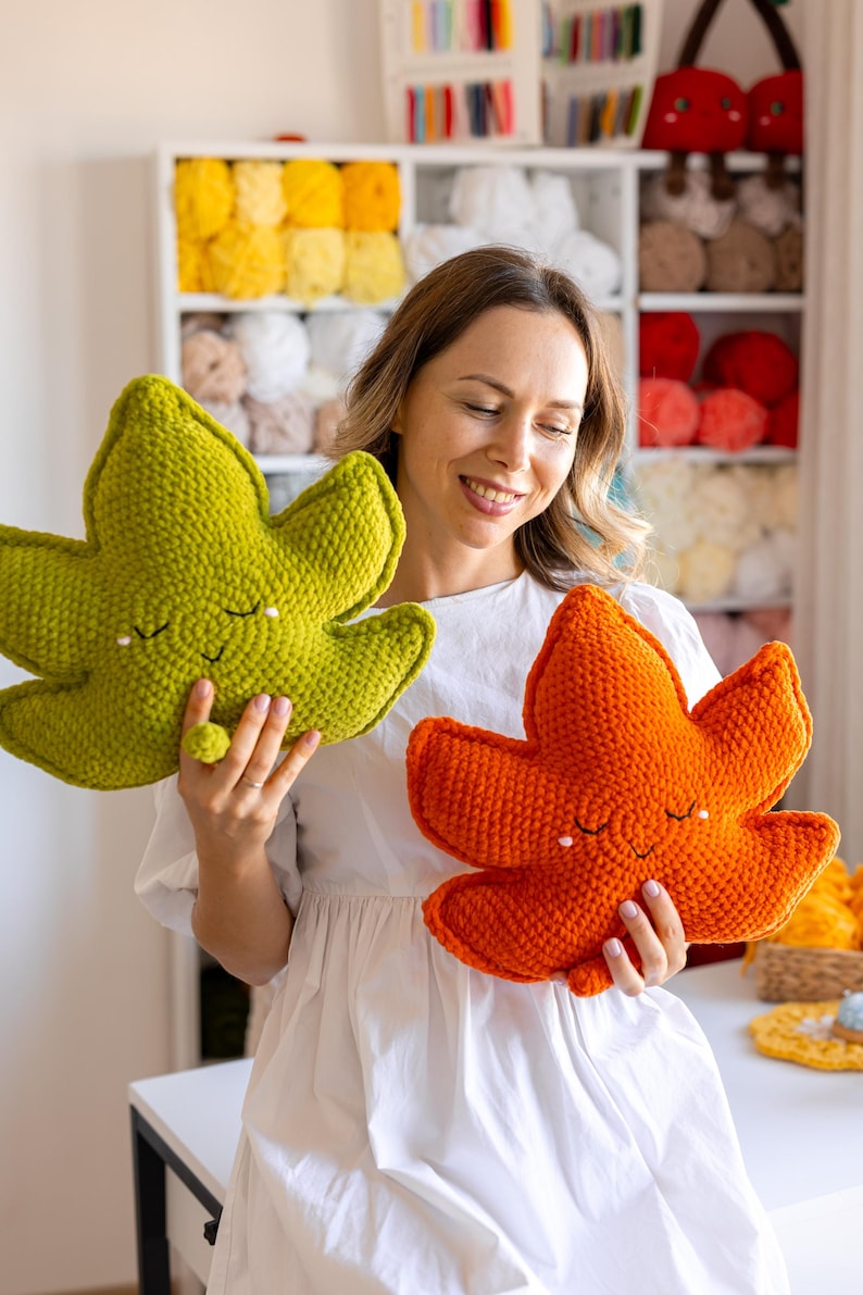 Crochet Maple Leaf Pillow Pattern: Fall Decor PDF Tutorial (Beginner Friendly) image 14