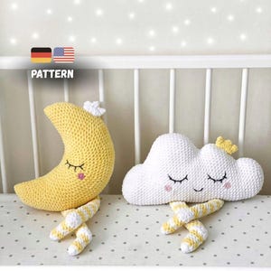 Crochet Cloud and Moon Pillow Patterns: DIY Nursery Decor (PDF Pattern Set)