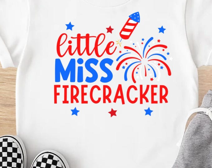 Little Miss Firecracker SVG, 4th of July Girl, Patriotic Design (Digital Download)