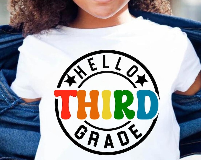 Hello Third Grade SVG: Teacher Back to School Design (Digital Download)