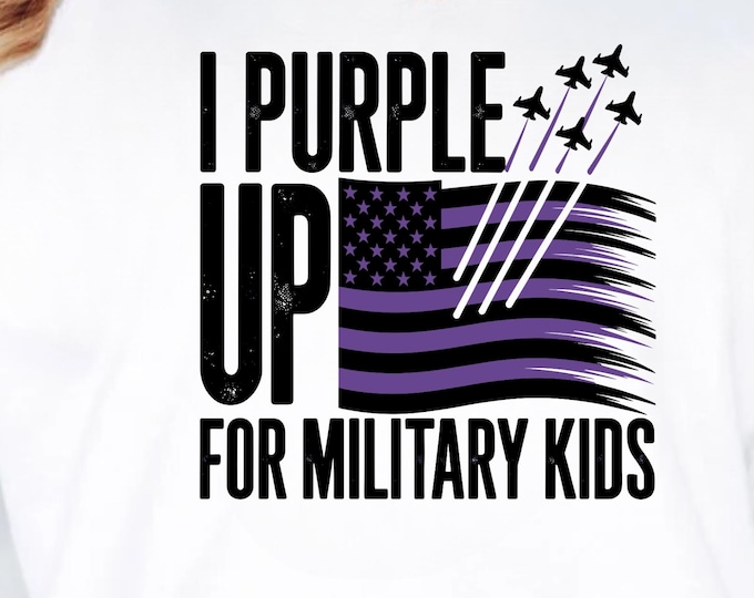 Purple Up Military Child Month SVG PNG: American Flag (Digital Download)