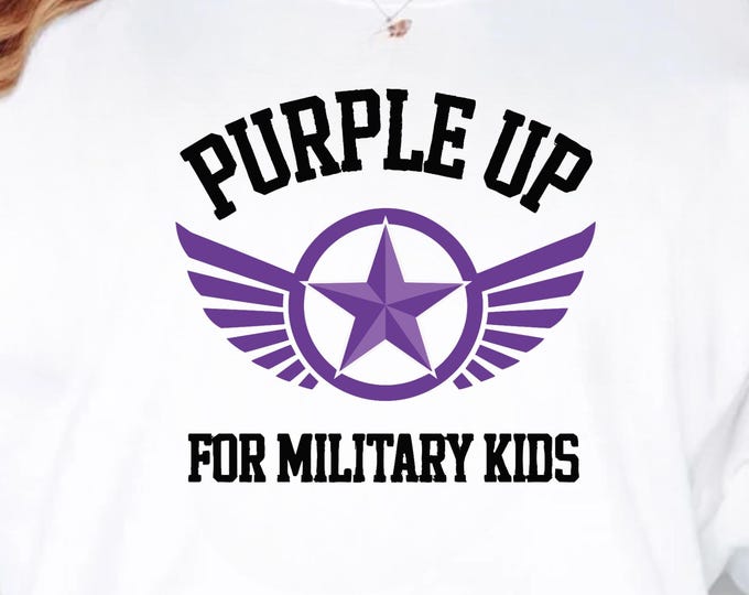 Purple Up Military Child Month SVG PNG: American Flag (Digital Download)