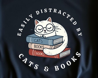 Cat Lover SVG: Funny Cat and Books Clipart (Digital Download)