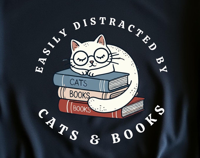 Cat Lover SVG: Funny Cat and Books Clipart (Digital Download)