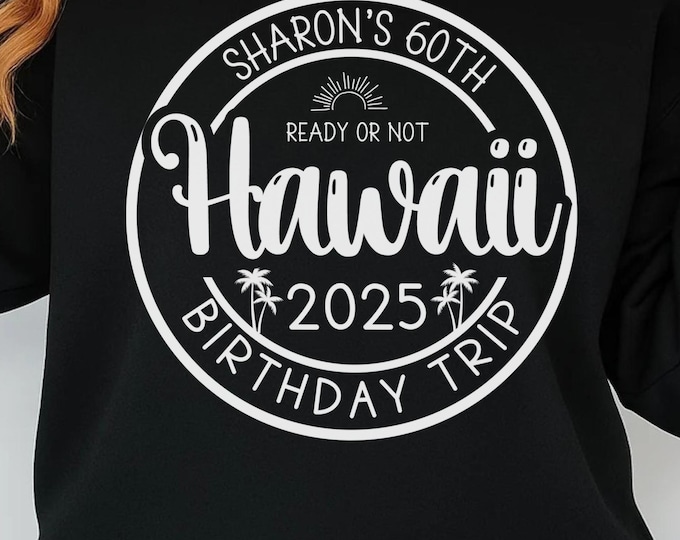 Hawaii 2025 Birthday Trip SVG, Family Vacation Shirts (Edit on Canva)