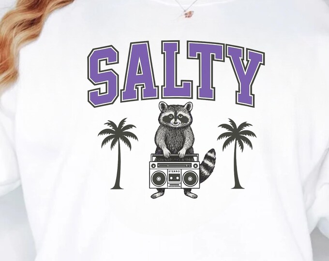 Salty Raccoon Retro Summer Design SVG PNG (Digital Download)